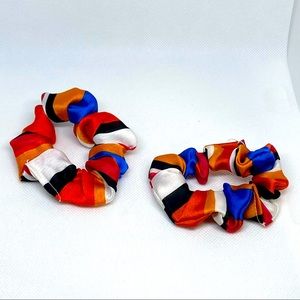 2 satin scrunchies colorful